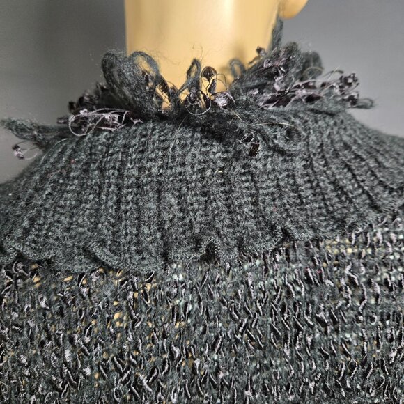 Y2K Black Shaggy Ruffled Cardigan Size S Boho Gothic Fairy Grunge Whimsigoth - Picture 11 of 14